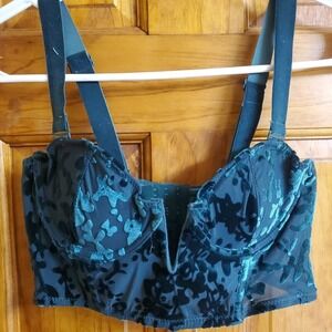 Dynamite Bustier Top Velvet green Size XS
